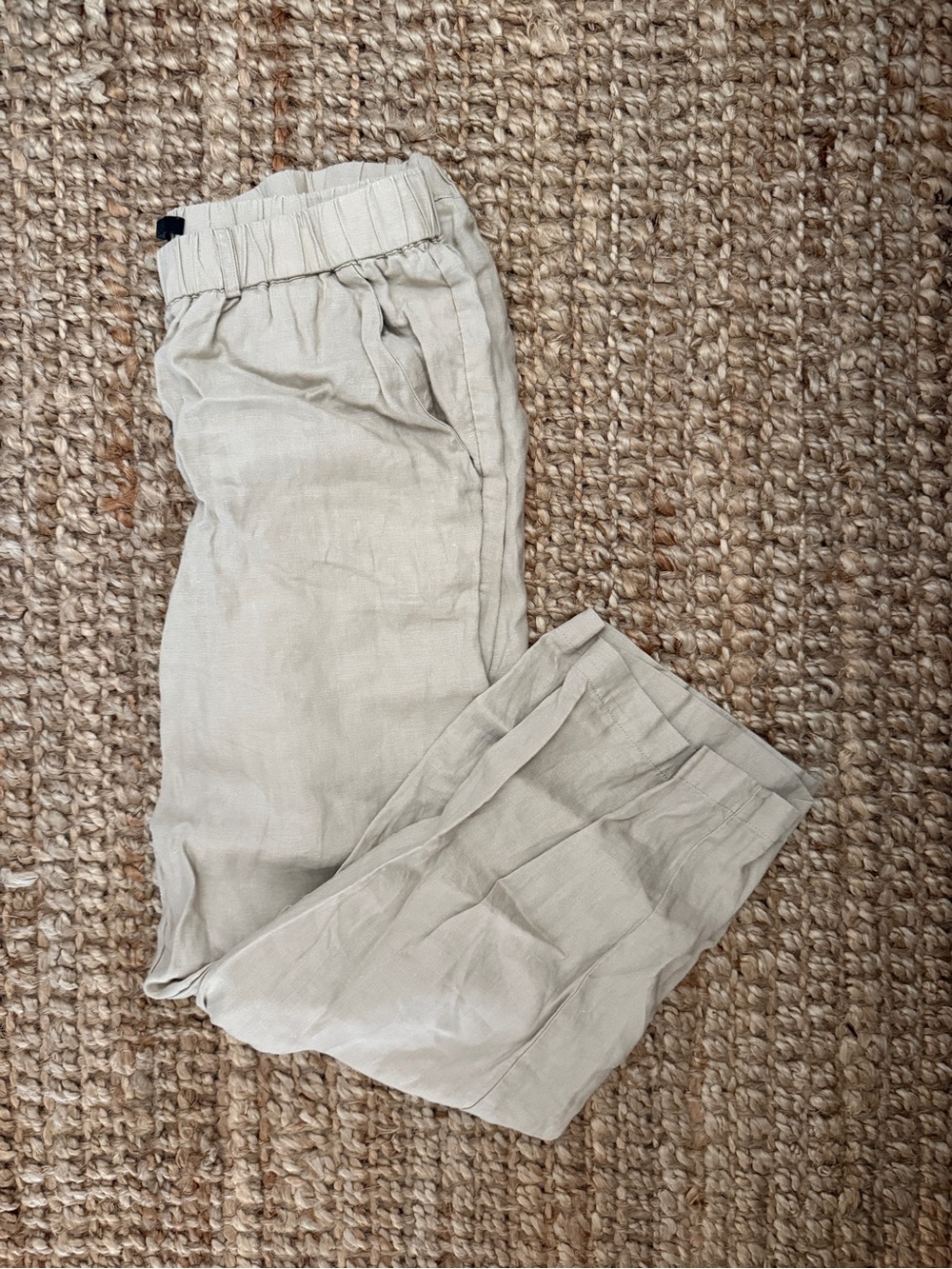 100% Linen Pull-on Pants - Beige